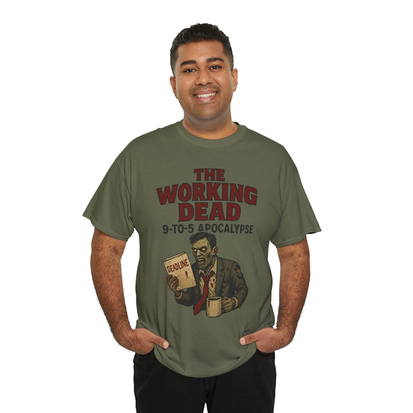 The Working Dead 9-to-5 Apocalypse Men's T-Shirt, Funny Horror Office Zombie Tee, Halloween Zombie Top, Work Humor Sweatshirt