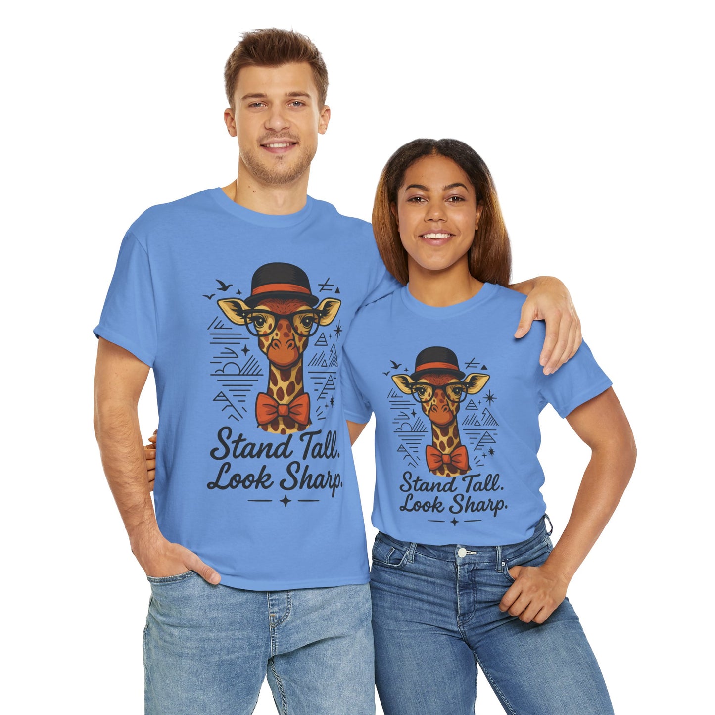 Hipster Giraffe T-Shirt with Hat and Glasses, Whimsical Giraffe Tee, Fun Gift, Cute Graphic Shirt, Unisex Heavy Cotton Tee