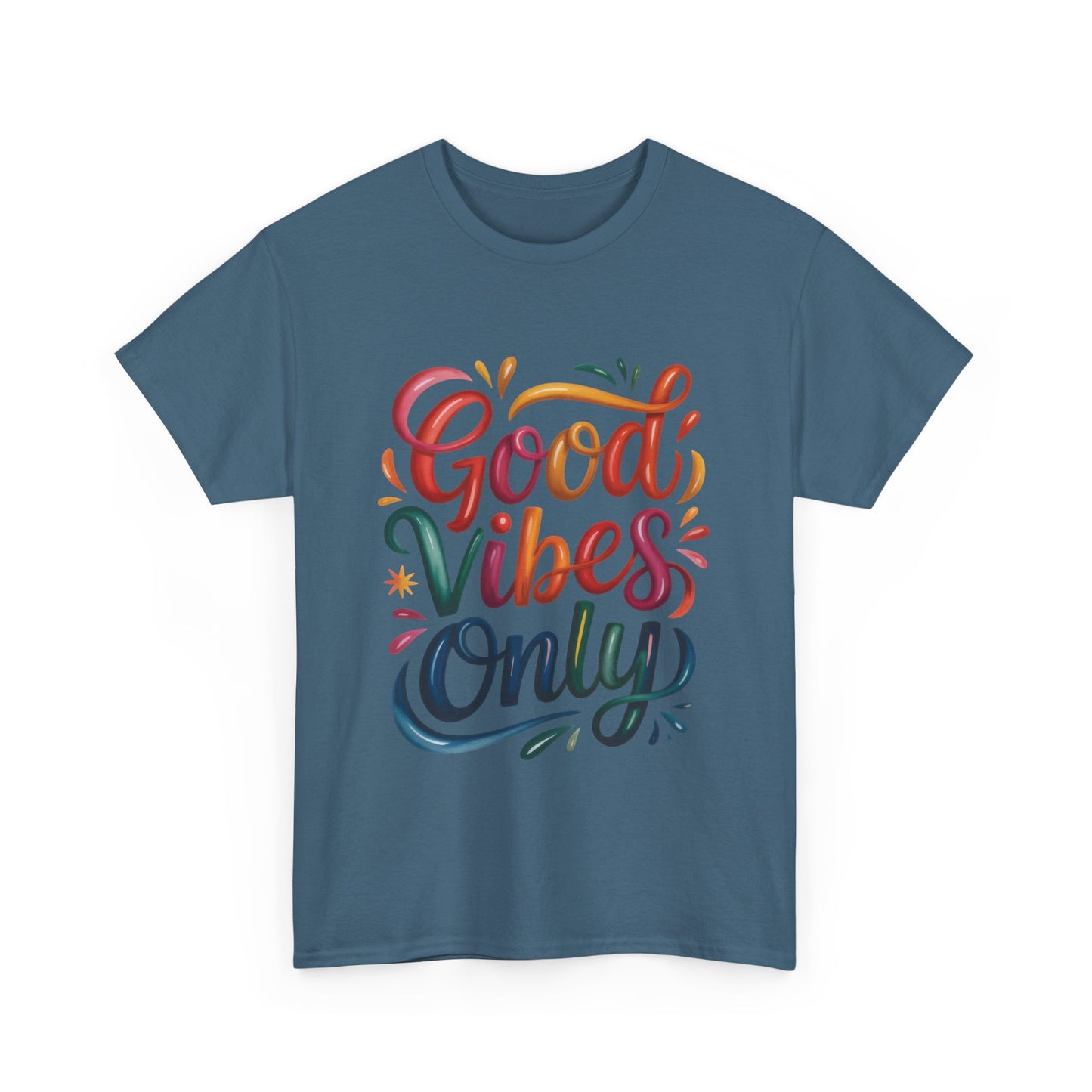 Good Vibes Only Womens Heavy Cotton Tee, Casual Wear, Gift for Friends, Relaxed Fit, Summer Style, Positive Affirmation Shirt