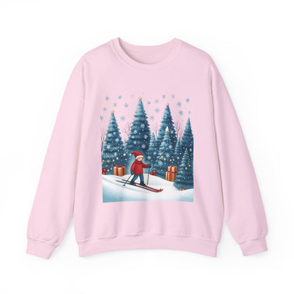Womens Christmas Skiing Sweatshirt, Cozy Winter Holiday Pullover, Women's Heavy Blend™ Crewneck Sweatshirt