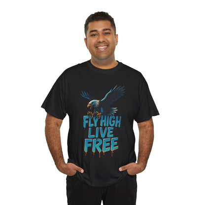 Fly High Live Free Eagle Graphic Mens T-Shirt, Eagle Tee, Fly Free Tee, Wild Flight