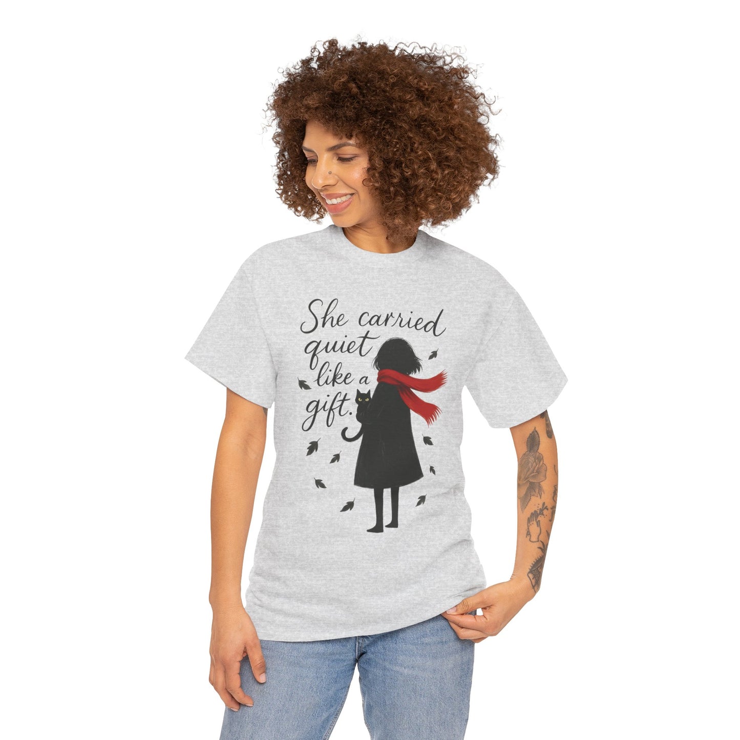 Cat Lover Womens T-Shirt, Whimsical Hand-Drawn Illustration Tee, Artistic Minimalist Gift for and Introverts, Cute Animal Apparel