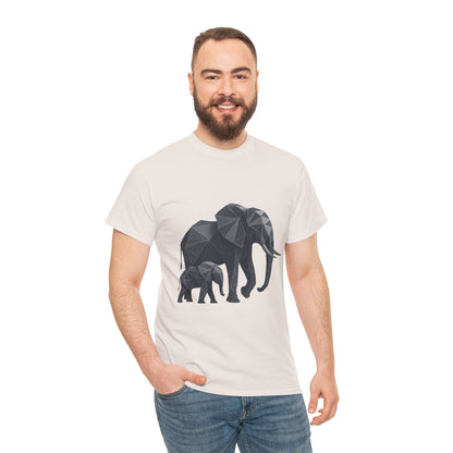 Geometric Elephant Tee - Minimalist Art Shirt, Nature Lover Gift, Animal Print T-Shirt, Unisex Cotton Tee, Eco-Friendly Wear