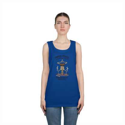 Inner Peace Skeleton Yoga Unisex Tank Top, Dark Humor Meditation Tee, Gift for Mindfulness Lovers, Yoga Shirt, Peaceful Vibes