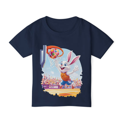 Basketball Bunny Easter Toddler T-Shirt - Cute Bunny Dunking Egg Ball, Fun Spring Sports Tee for Kids, Holiday Gift Idea,  Easter Gift