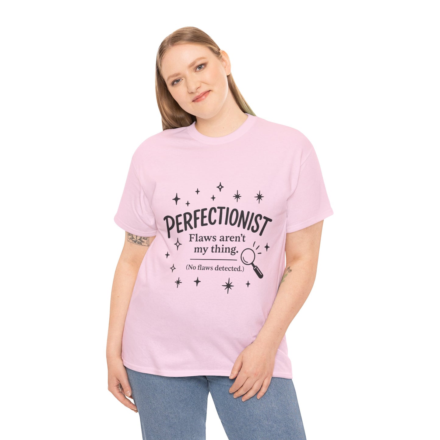 Funny Perfectionist T-Shirt for Women, No Flaws Detected Graphic Tee, Minimalist Humor Shirt, Gift for OCD, Flawless Queen