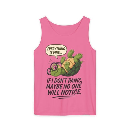 Funny Turtle Womens Tank Top, Everything is Fine, Womens Summer Apparel, Relaxed Fit, Pool Party, Beachwear, Humorous Gift