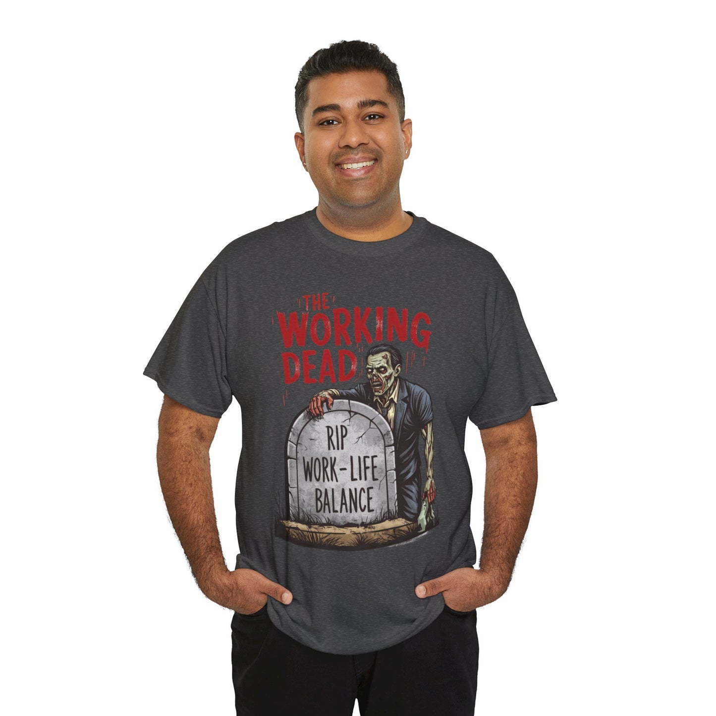 The Working Dead Shirt Men, Funny Work Life Balance Zombie Tee, RIP Work Shirt, Halloween Tee