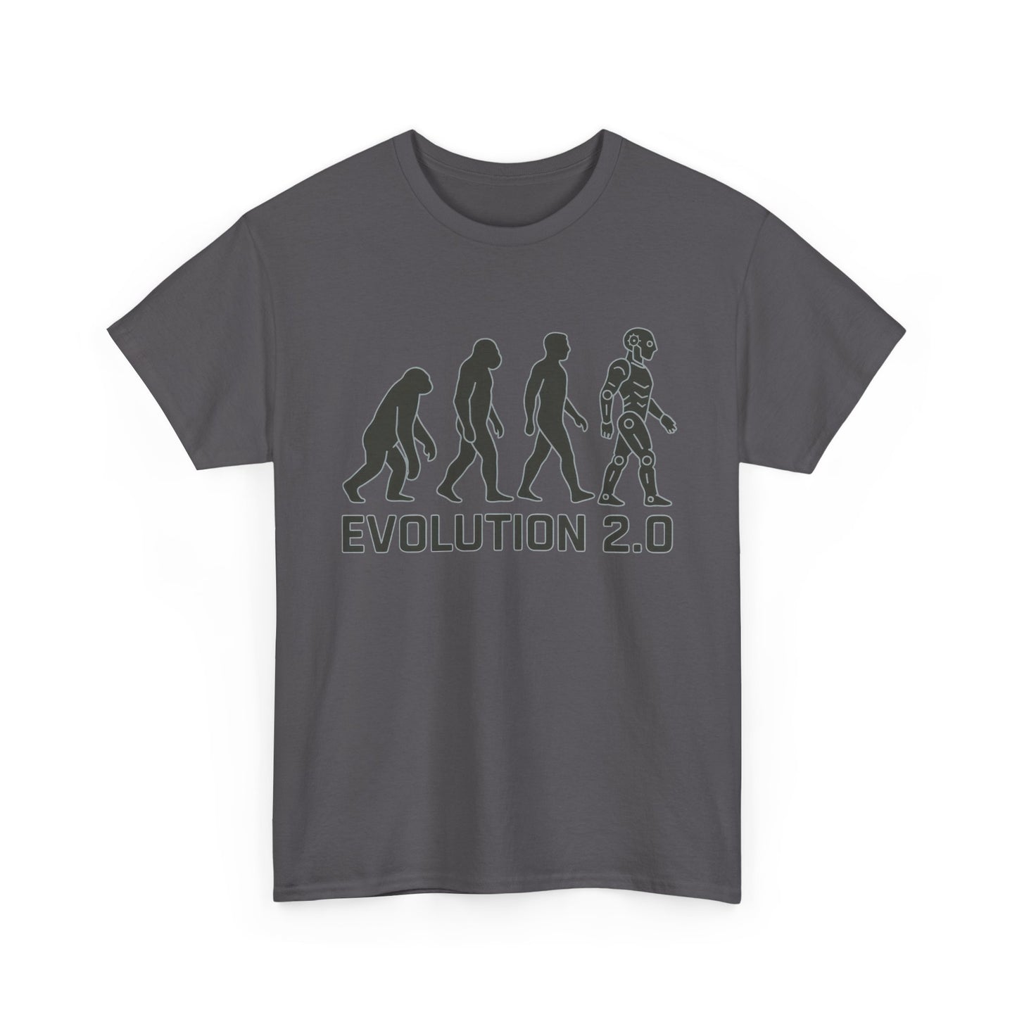 Evolution 2.0 Futuristic Robot Human Evolution T-Shirt, Cyberpunk Tech Graphic Tee for Men, Modern AI Inspired Sci-Fi Shirt