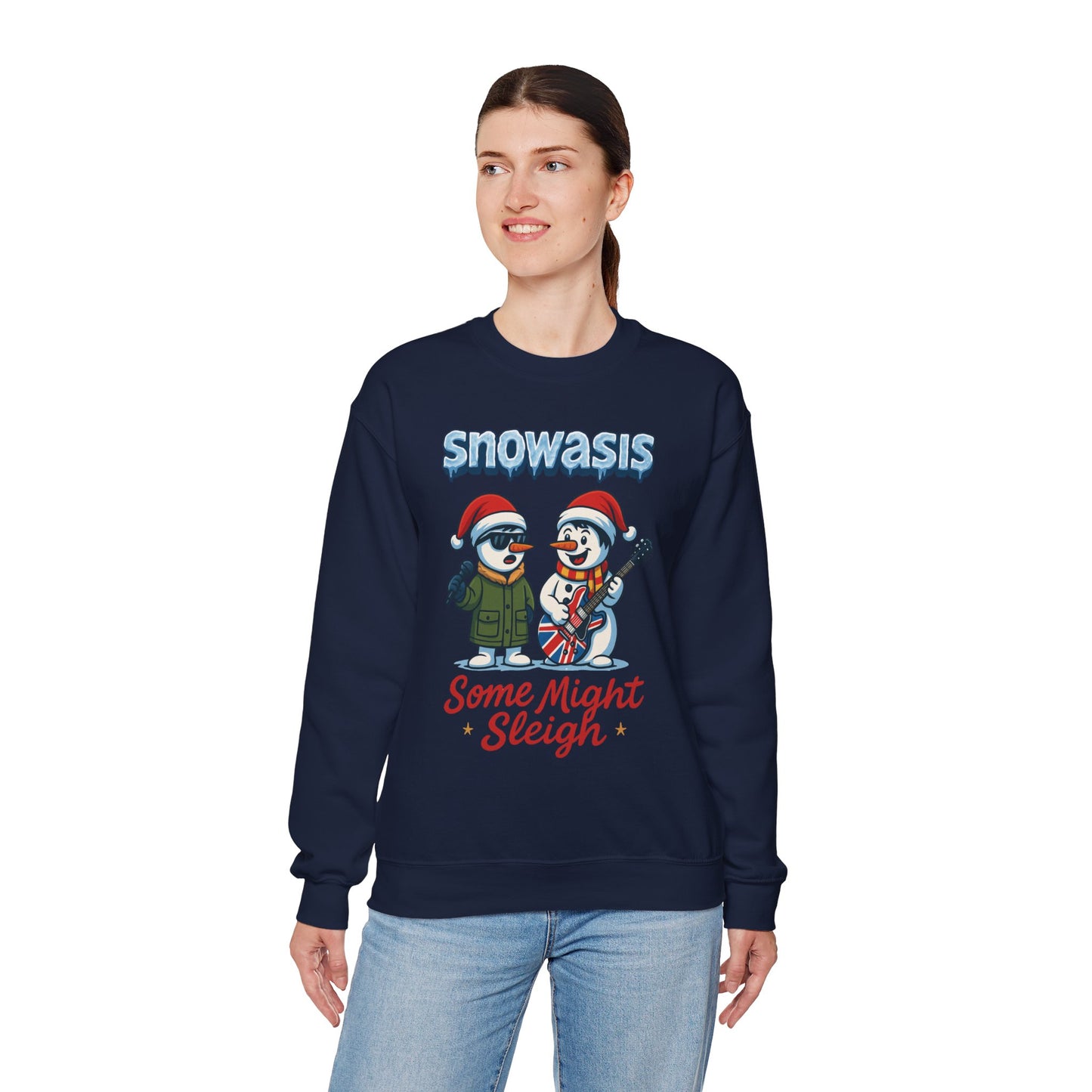 Snowasis Some Might Sleigh Women's Christmas Sweatshirt, Funny Retro Holiday Jumper
