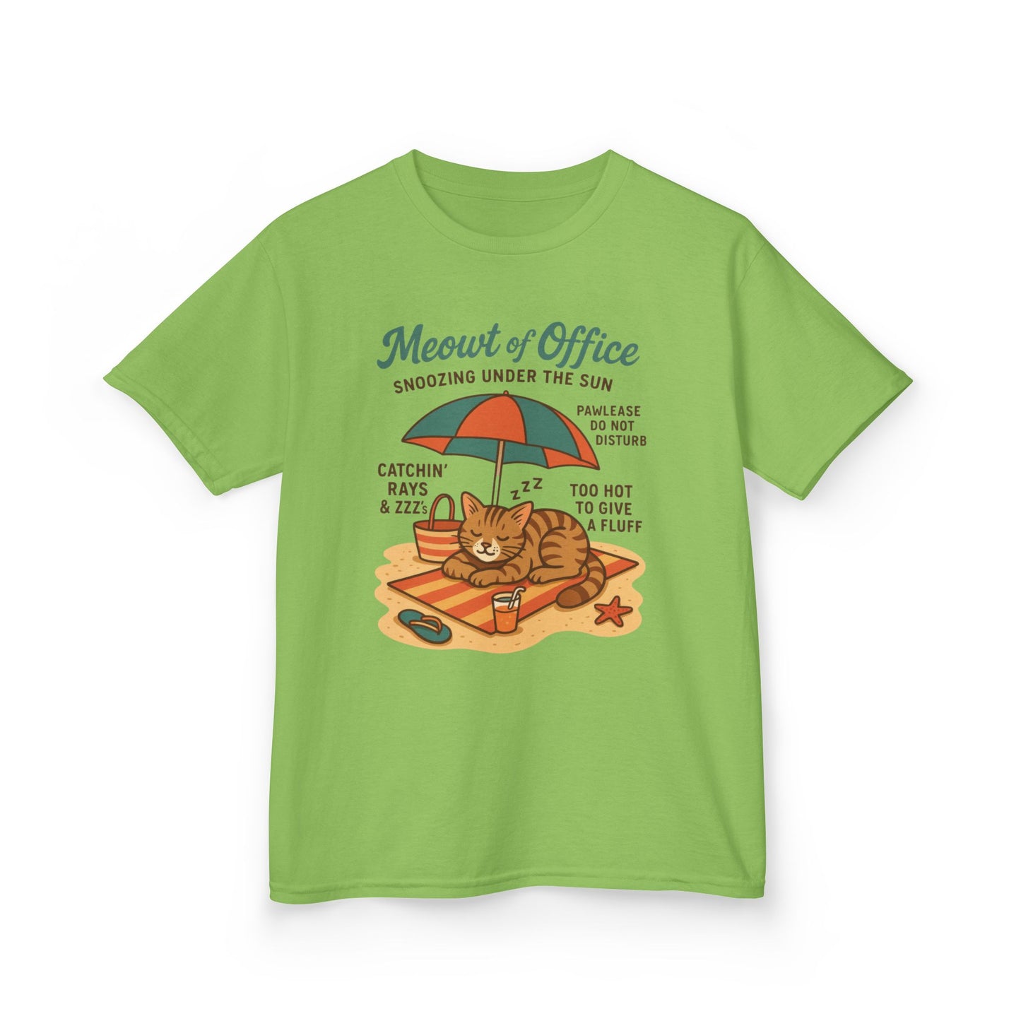 Kids Cat-Themed T-Shirt - Meowt of Office, Cute Summer Tee, Cat Lover Gift, Fun Playwear, Summer Beach Vacation Tee