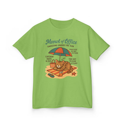 Kids Cat-Themed T-Shirt - Meowt of Office, Cute Summer Tee, Cat Lover Gift, Fun Playwear, Summer Beach Vacation Tee