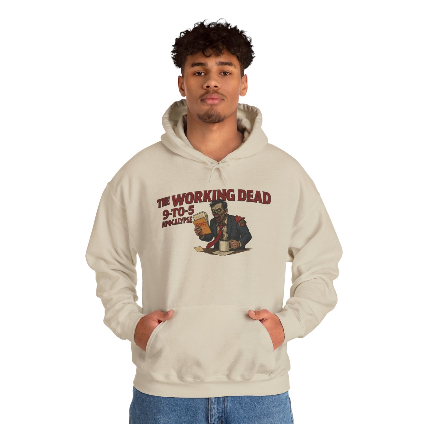 The Working Dead 9-to-5 Apocalypse Hoodie, Men's Horror Office Zombie Sweatshirt, Halloween Zombie Work Top