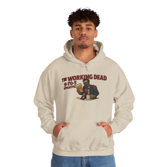 The Working Dead 9-to-5 Apocalypse Hoodie, Men's Horror Office Zombie Sweatshirt, Halloween Zombie Work Top