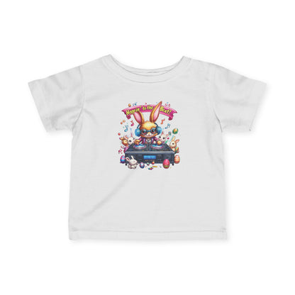 DJ Bunny Infant T-Shirt - Fun Easter Music Shirt for Babies 6 - 24 Months, Cute Spring Outfit with Playful Bunny and Colorful Music Vibes
