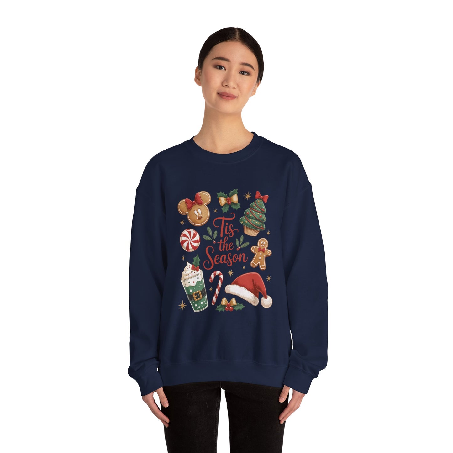 Women's Tis the Season Christmas Sweatshirt, Cozy Cookie - Cocoa Holiday Jumper, Women's Crewneck Sweatshirt