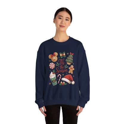 Women's Tis the Season Christmas Sweatshirt, Cozy Cookie - Cocoa Holiday Jumper, Women's Crewneck Sweatshirt