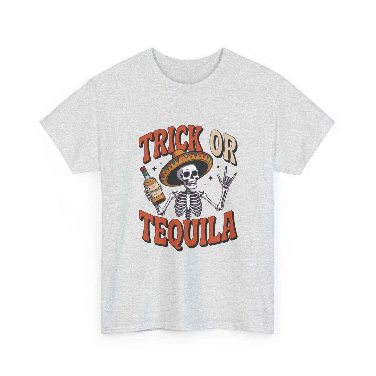 Trick or Tequila Skeleton Men's T-Shirt , Funny Halloween Drinking Party Tee for Men