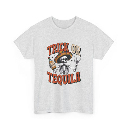 Trick or Tequila Skeleton Men's T-Shirt , Funny Halloween Drinking Party Tee for Men