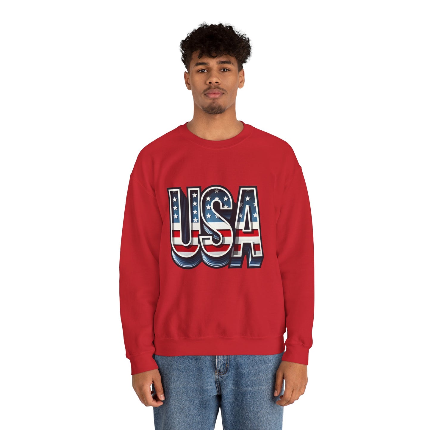 USA Patriotic Crewneck Sweatshirt for All Seasons, Cozy Sweatshirt for Independence Day, Casual Wear, Gift for Friends and Family