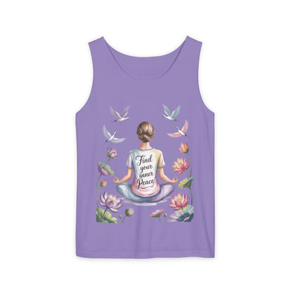 Meditation Floral Womens Tank Top, Find Your Inner Peace, Yoga Apparel, Gift for Mindfulness, Summer Relaxed Wear