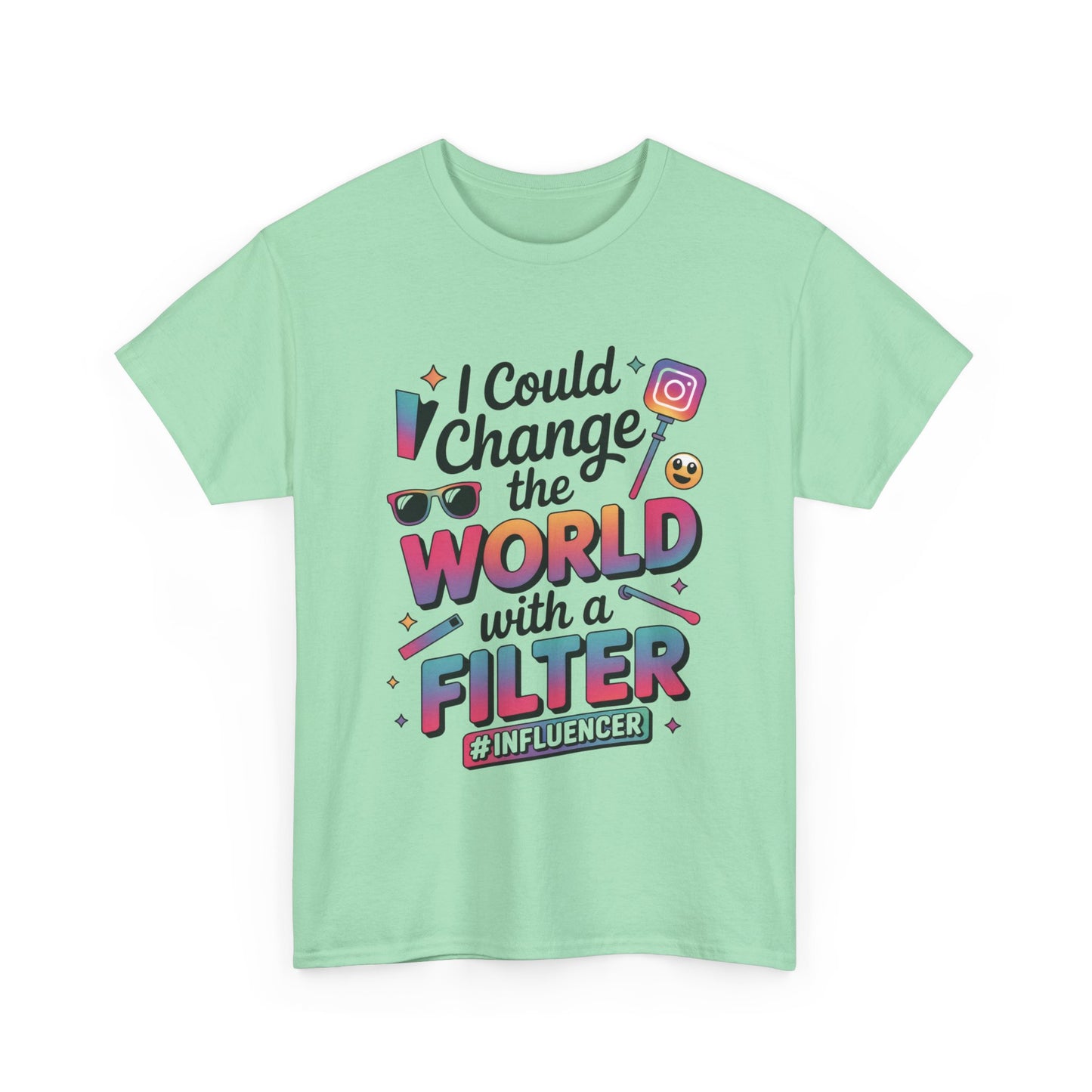 Womens Heavy Cotton Tee, Womens Influencer T-Shirt, Funny Social Media Graphic Tee, Cute Trendy Top