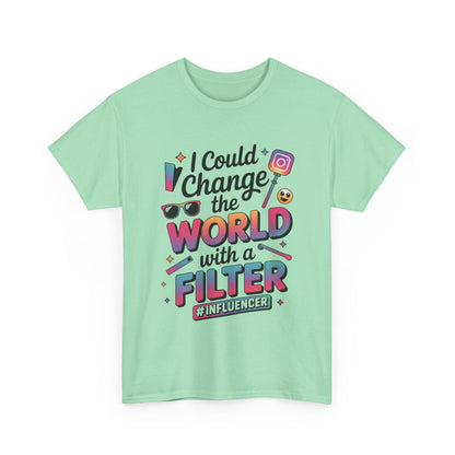Womens Heavy Cotton Tee, Womens Influencer T-Shirt, Funny Social Media Graphic Tee, Cute Trendy Top
