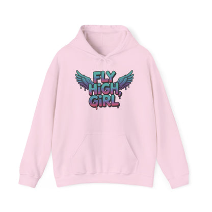 Women's Hoodie Fly High Girl, Angel Wings Graffiti Drip Graphic Pullover, Streetwear Hoodie