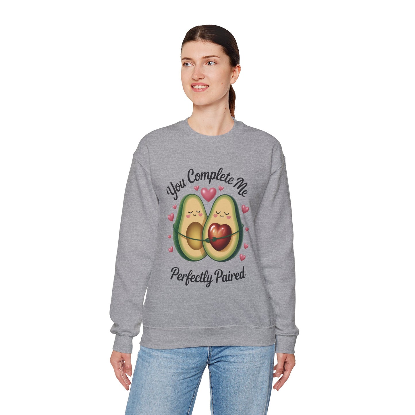 Cute Avocado Love Crewneck Sweatshirt, Sweatshirt for Couples, Perfect Gift for Valentines Day, Cozy Apparel, Avocado Lover Gift