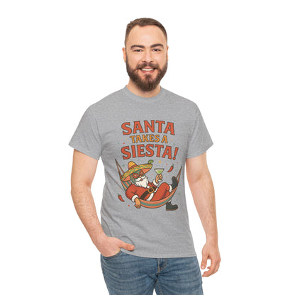 Santa Takes a Siesta Funny Christmas T-Shirt for Men, Mexican Santa Holiday Tee