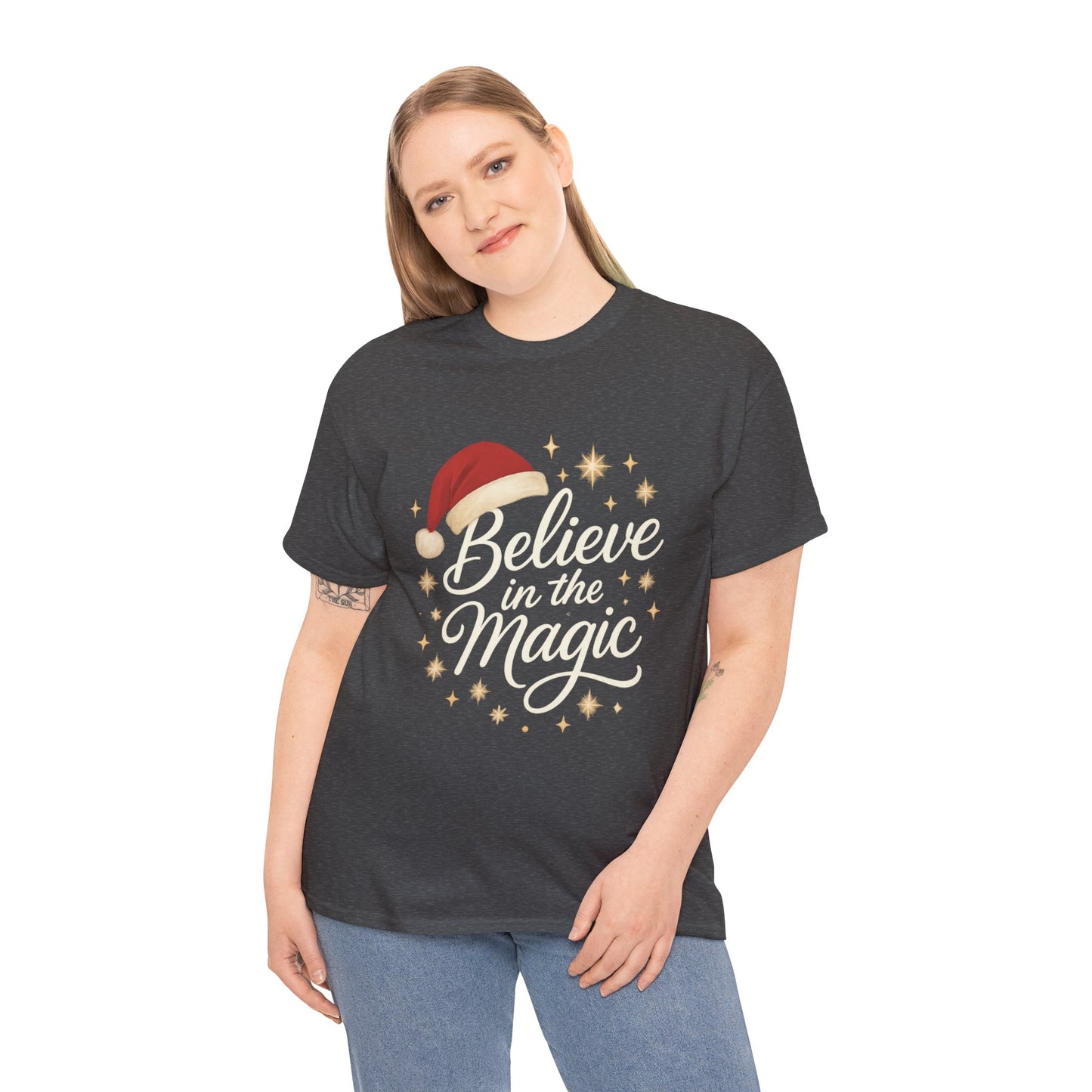 Believe in the Magic Christmas Women's Shirt, Santa Hat Holiday Tee
