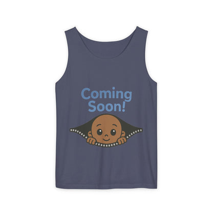 Coming Soon Maternity Tank Top, Cute Baby Boy Pregnancy Announcement Tee, Funny Expecting Mom Gift, Gender Reveal Tee, Baby Shower Top
