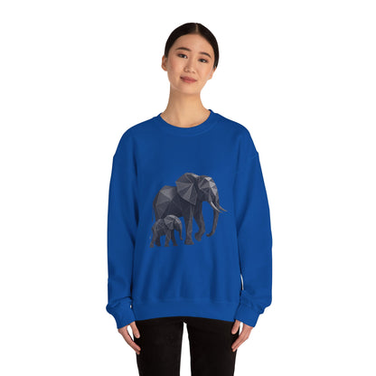 Geometric Elephant Sweatshirt, Cozy Unisex Crewneck, Animal Lover Gift, Nature Inspired Apparel, Eco-Friendly Fashion, Gift for Her