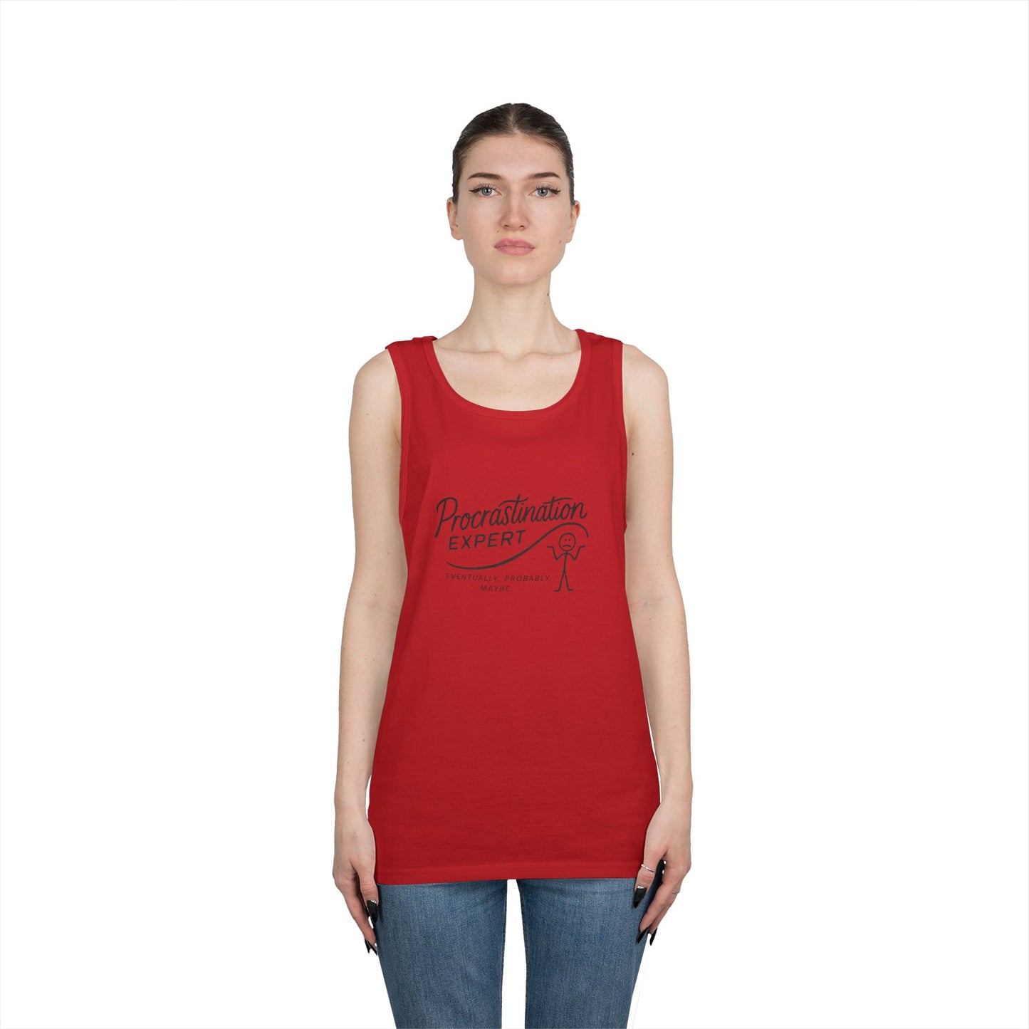 Procrastination Expert Unisex Heavy Cotton Tank Top, Funny Gift for Students, Casual Summer Wear, Relaxed Fit, Birthday Gift, Motivation Top