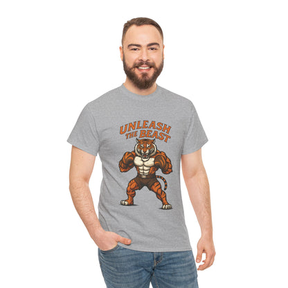 Unleash The Beast Tiger Gym Shirt, Mens Workout T-Shirt, Bodybuilding Motivation Tee, Fitness Muscle Tiger Graphic, Strong Beast Gym Top