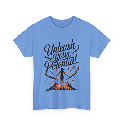 Unleash Your Potential Women's Tee, Motivational T-Shirt, Inspirational Cotton Tee, Gift for Gym Lovers, Positive Energy Top