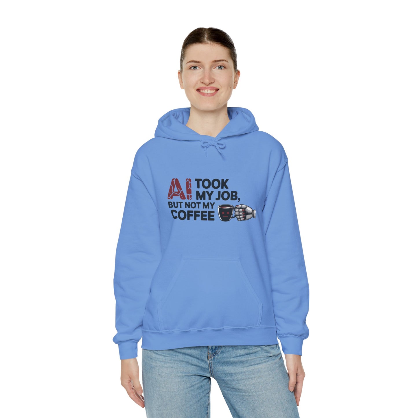 Women's AI Coffee Hoodie, Funny Robot Humor Pullover, Geek Job Joke Sweatshirt Gift, Sarcastic Work Shirt, Office Humor
