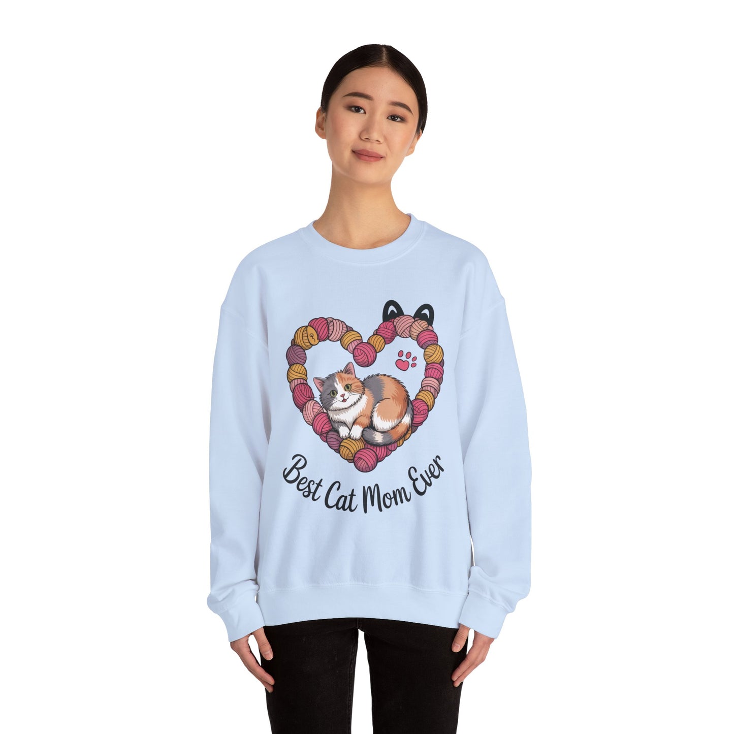 Best Cat Mom Ever Sweatshirt, Cozy Cat Lover Gift, Mother's Day Apparel, Pet Owner Sweatshirt, Cute Gift for Cat Moms, Yarn Themed