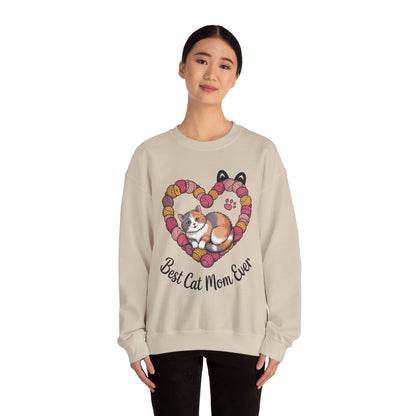 Best Cat Mom Ever Sweatshirt, Cozy Cat Lover Gift, Mother's Day Apparel, Pet Owner Sweatshirt, Cute Gift for Cat Moms, Yarn Themed