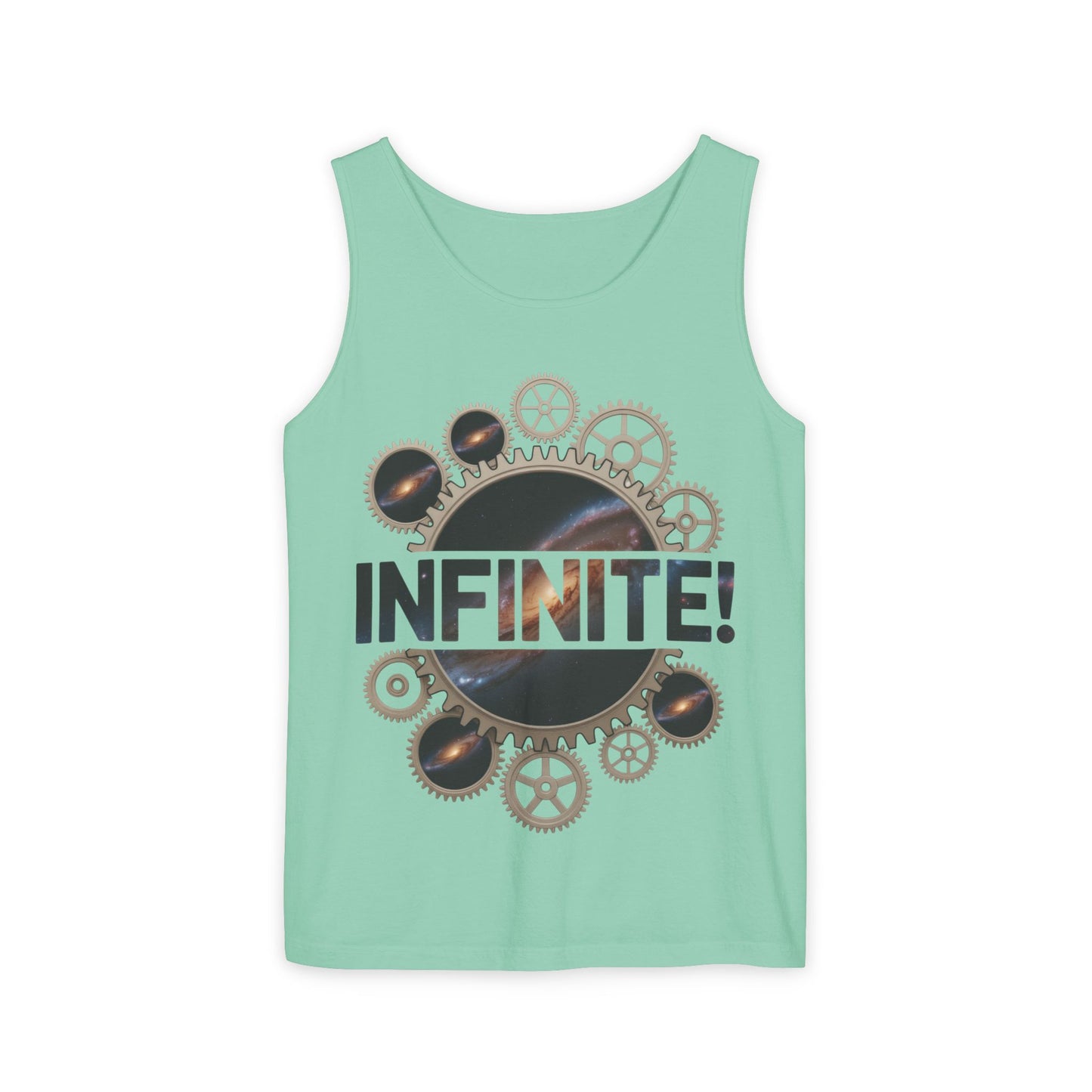 Men's INFINITE! Steampunk Space Gears T-Shirt, Cosmic Mechanical Design Tee for Sci-Fi & Engineering Lovers, Workout Shirt