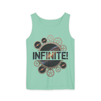Men's INFINITE! Steampunk Space Gears T-Shirt, Cosmic Mechanical Design Tee for Sci-Fi & Engineering Lovers, Workout Shirt
