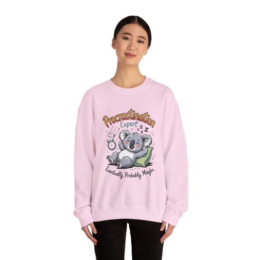 Procrastination Expert Womens Sweatshirt, Funny Crewneck, Cozy Gift for Students, Lazy Day Apparel, Womens Sweatshirt for Relaxation