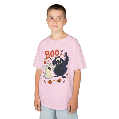 Kids Halloween T-Shirt BOO! Cute Ghost Monster Shirt, Funny Spooky Graphic Tee for Boys Girls, Halloween Costume Gift