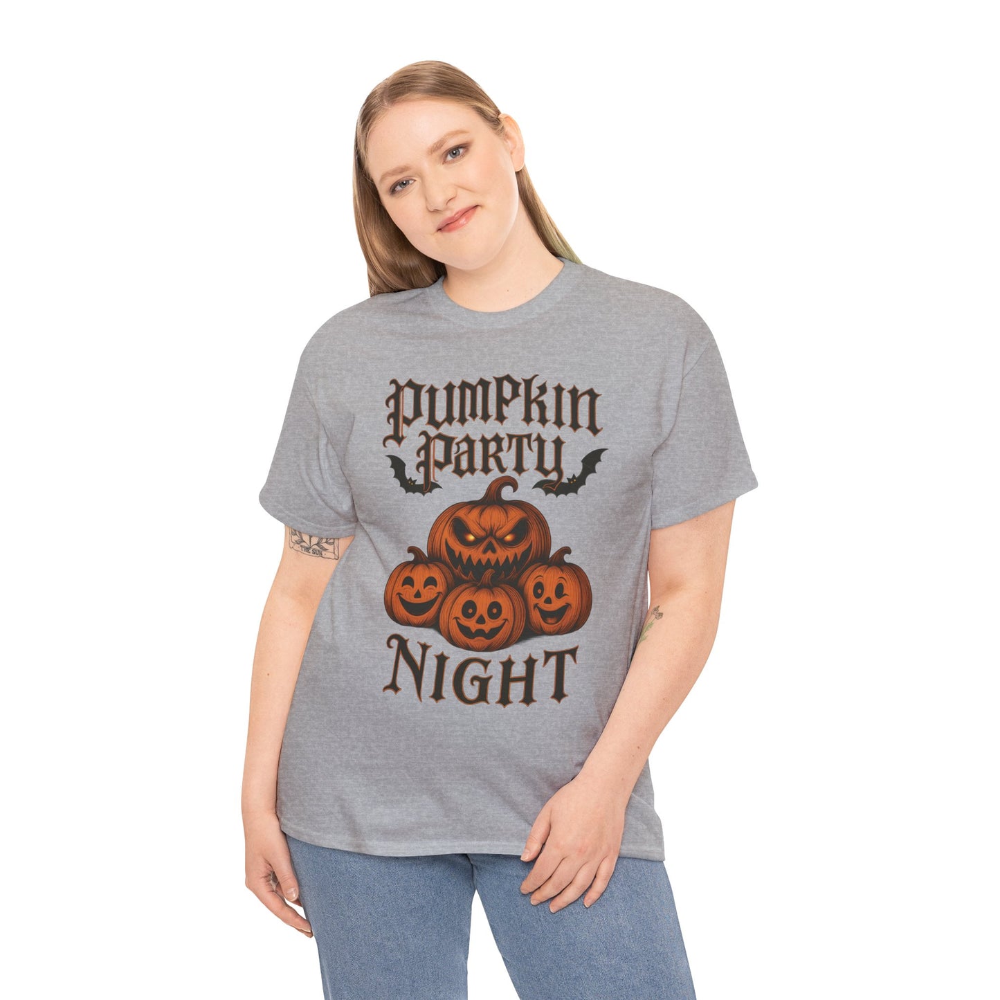 Pumpkin Party Night Shirt, Women's Halloween Gothic Pumpkin T-Shirt, Spooky Jack O Lantern Party Tee, Cute Scary Fall Shirt