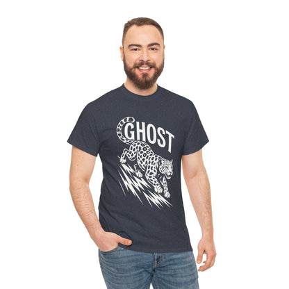 Ghost Leopard Graphic Tee, Mens T-Shirt, Casual Wear, Animal Print Top, Gift for Cat Lovers, Halloween Outfit