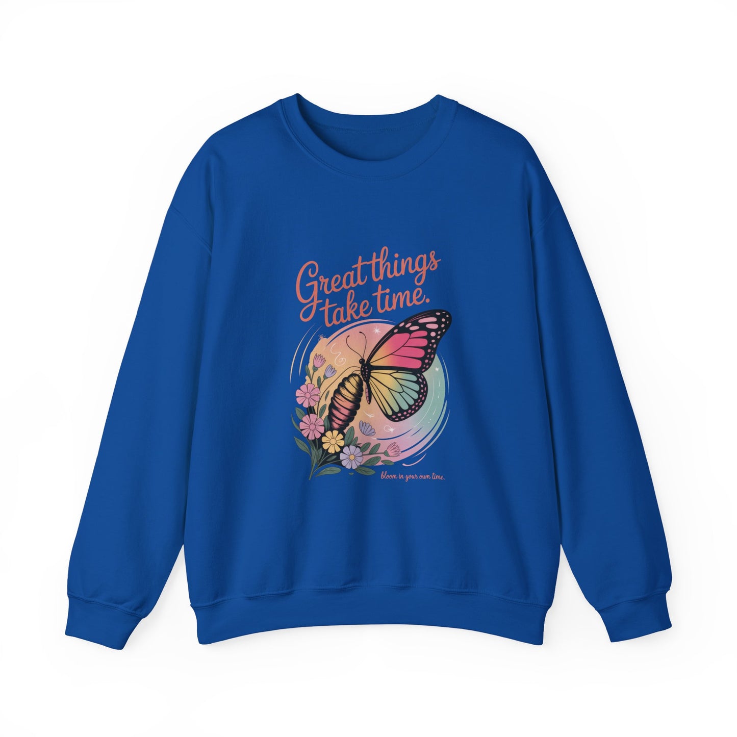 Inspirational Butterfly Sweatshirt - Great Things Take Time, Cozy Unisex Crewneck, Perfect Gift for Nature Lovers, Relaxed Style, [...]