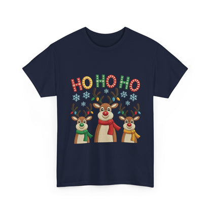 Ho Ho Ho Reindeer T-Shirt, Cute Christmas Tee for Women