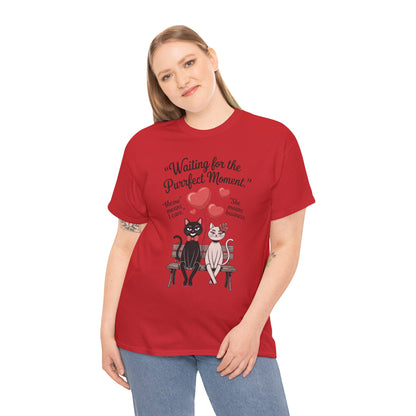 Cute Cat Lovers Tee, Womens Heavy Cotton Tee for Pet Owners, Funny Cat Shirt, Gift for Cat Lovers, Casual T-Shirt, Animal Art Tee