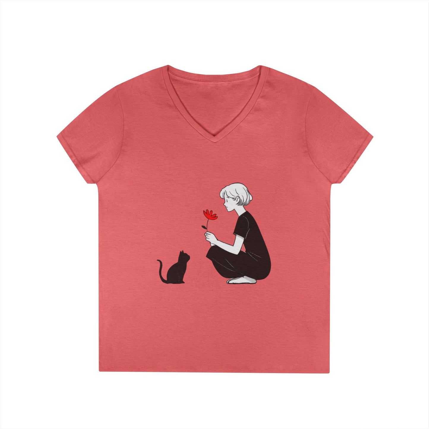 Cat Lover's V-Neck T-Shirt - Cute Graphic Tee for Pet Owners, Gifts for Cat Lovers, Animal Lover Apparel, Valentine's Day, Cat Love