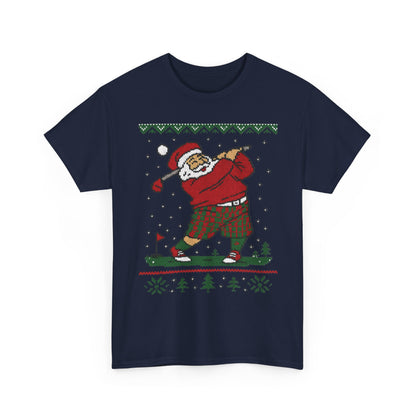 Funny Golfing Santa Christmas T-Shirt, Ugly Christmas Golf Shirt for Men, Holiday Golf Player Tee